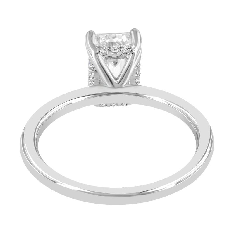 Certified Lab Grown Diamond Emerald Cut Solitaire Hidden Halo Ring In White Gold image