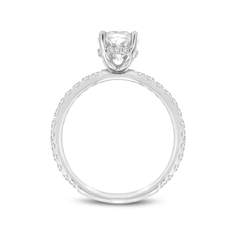 Certified Lab Grown Diamond Oval Hidden Halo Ring In White Gold image