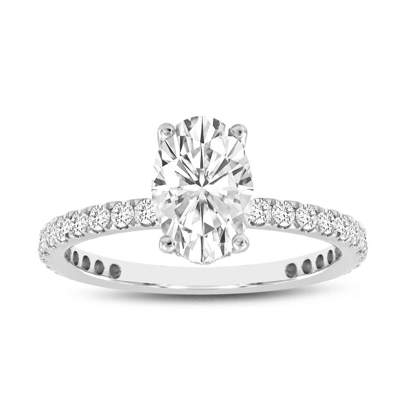 Certified Lab Grown Diamond Oval Hidden Halo Ring In White Gold image