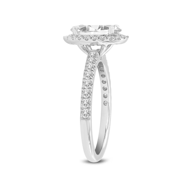 Certified Lab Grown Oval Halo Diamond Ring In White Gold image