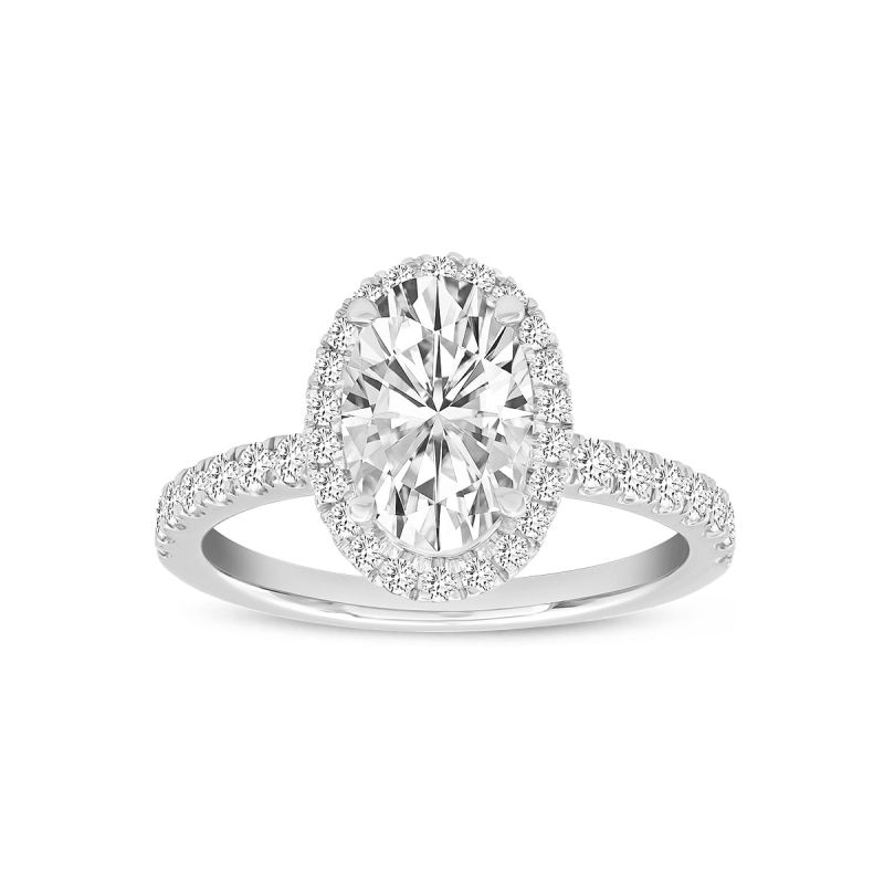 Certified Lab Grown Oval Halo Diamond Ring In White Gold image