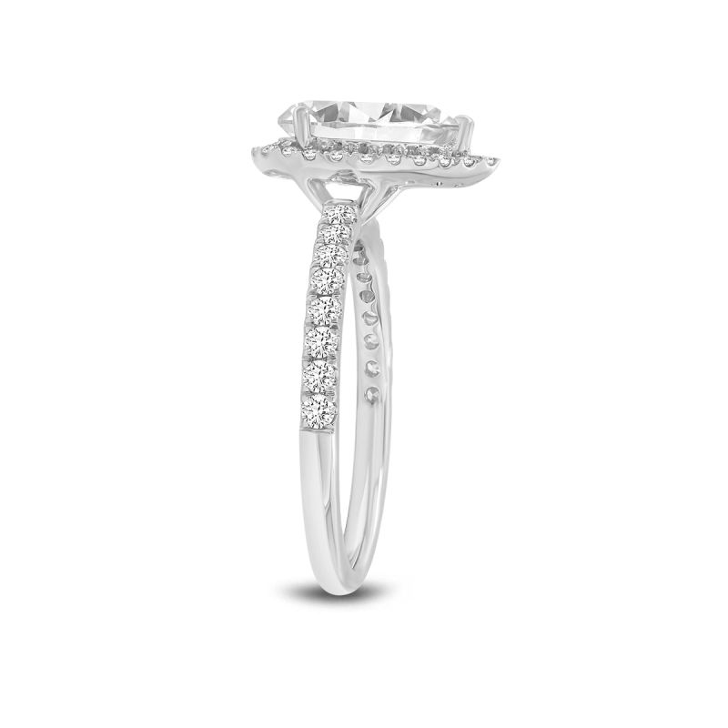 Certified Lab Grown Pear Shape Halo Diamond Ring In White Gold image