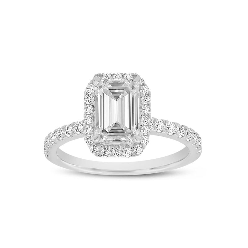 Certified Lab Grown Radiant Cut Halo Diamond Ring In White Gold image