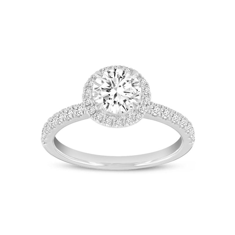 Certified Round Shape Lab Grown Diamond Halo Ring In White Gold image