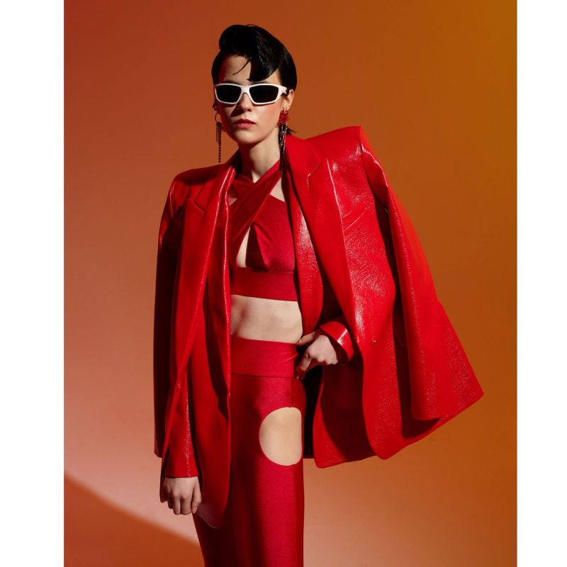 Vegan Leather Red Sleeveless Suit – DIFFERENTREGARDCO