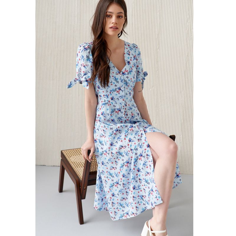 V-Neck Midi Dress In Floral B image