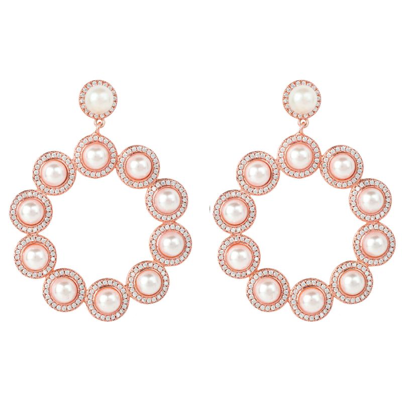 The Gatsby Pearl Earrings Rosegold image