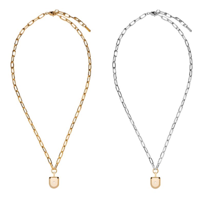 Mykonos Combi Dual Layered Chain Necklace With Swarovski Stone image