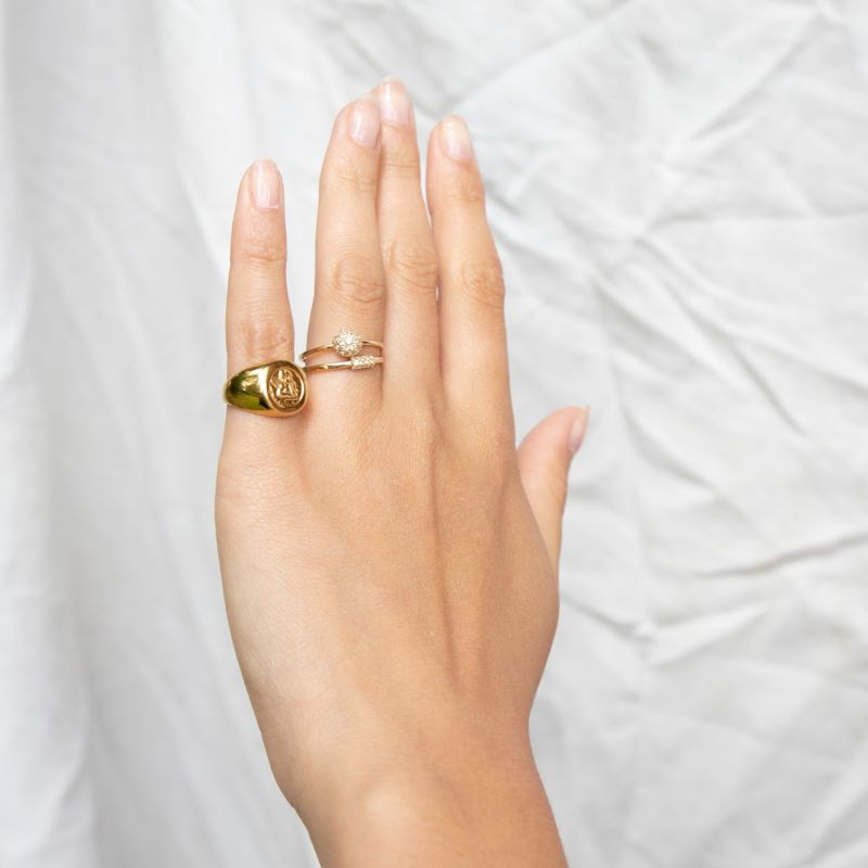 22Ct Gold Vermeil Angel Cherub Signet Ring SEOL GOLD Wolf