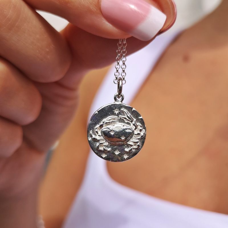 Silver Cancer Zodiac Necklace image