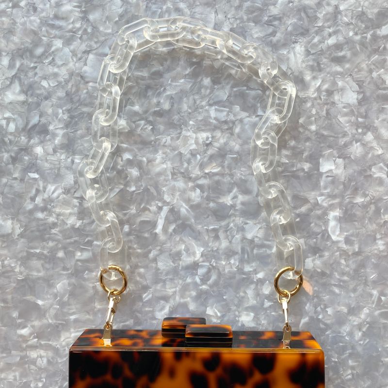 Mini Box Bag Orange Fashionable Chain Strap, Clear Bag