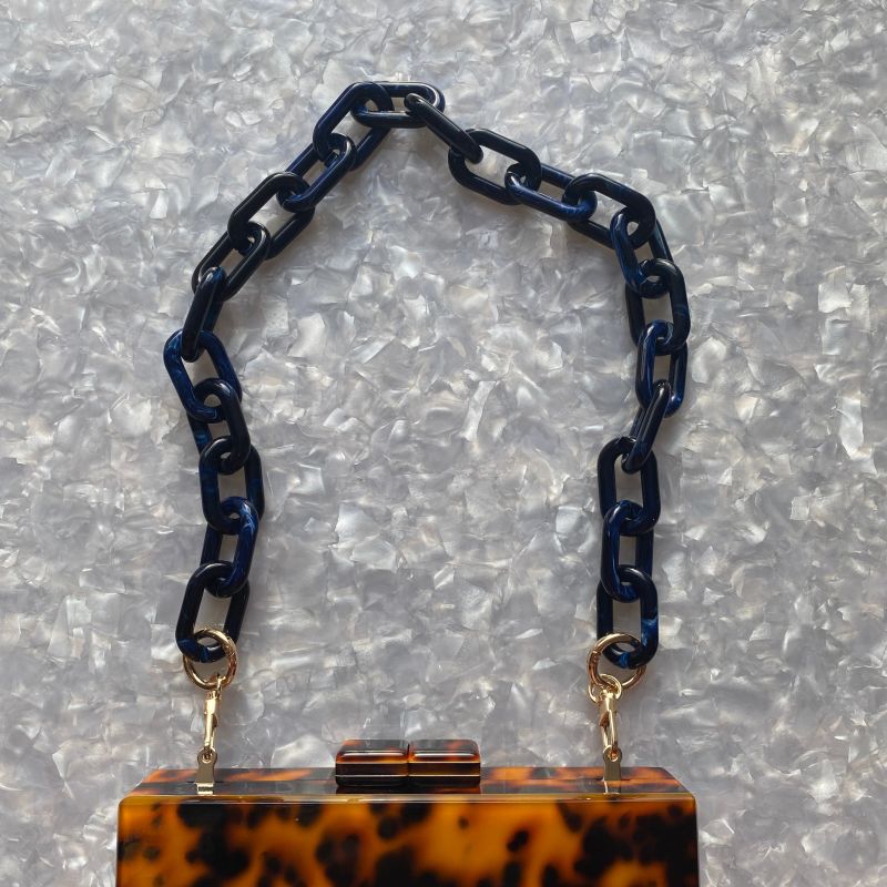 Chain Link Short Acrylic Purse Strap In Navy Blue CLOSET REHAB