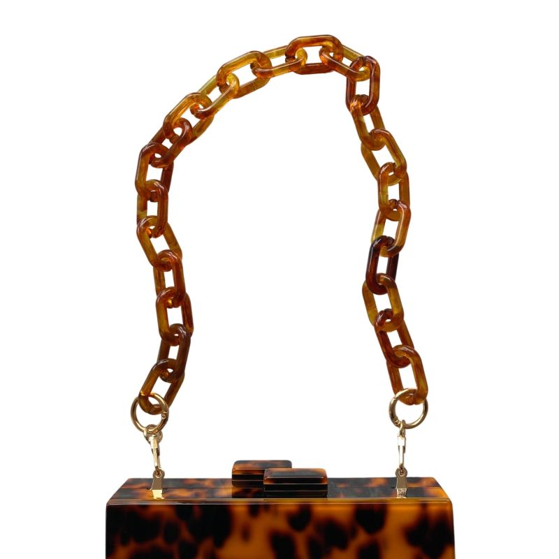 Chain Link Short Acrylic Purse Strap In Tawny CLOSET REHAB