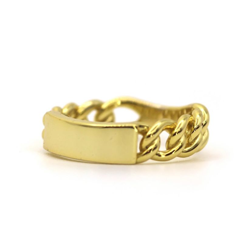 Chain Yellow Solid Gold Signet Ring For Men image