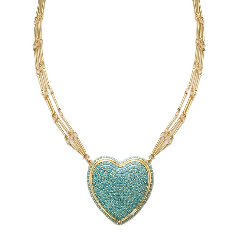 Chained Pave Heart Necklace - Blue image