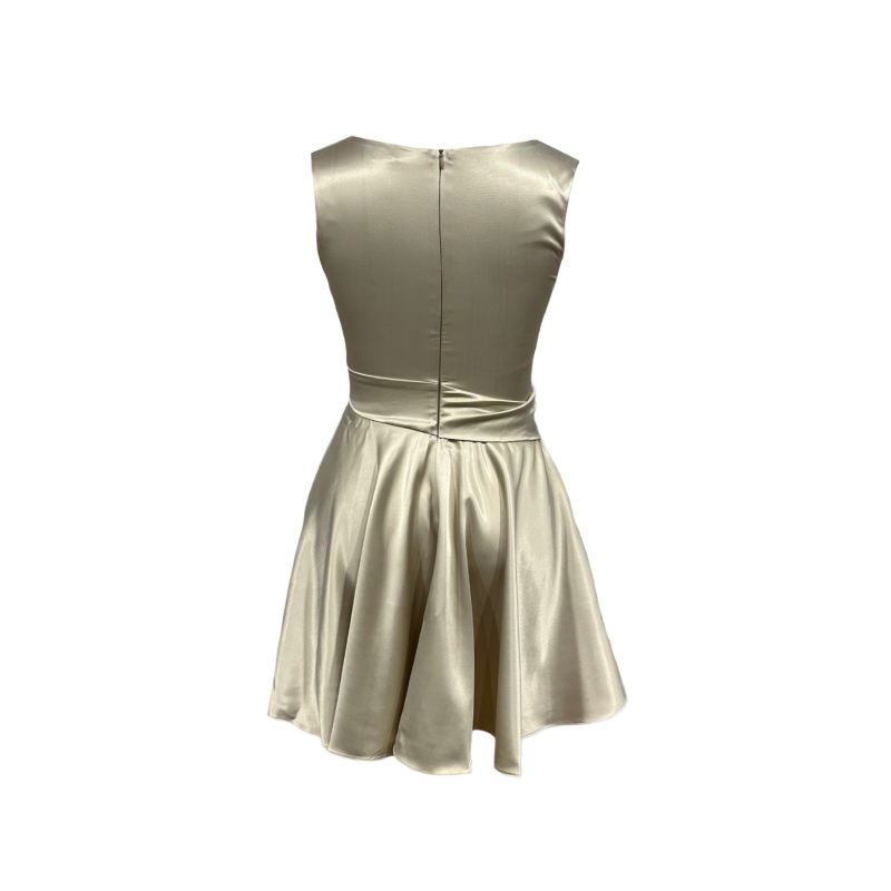 Champagne Satin Sleeveless Mini Dress image