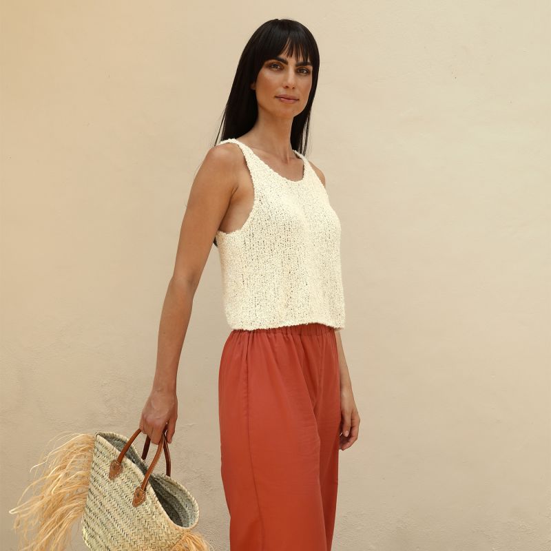 Champagne Silk Boucle Knit Tank Top image