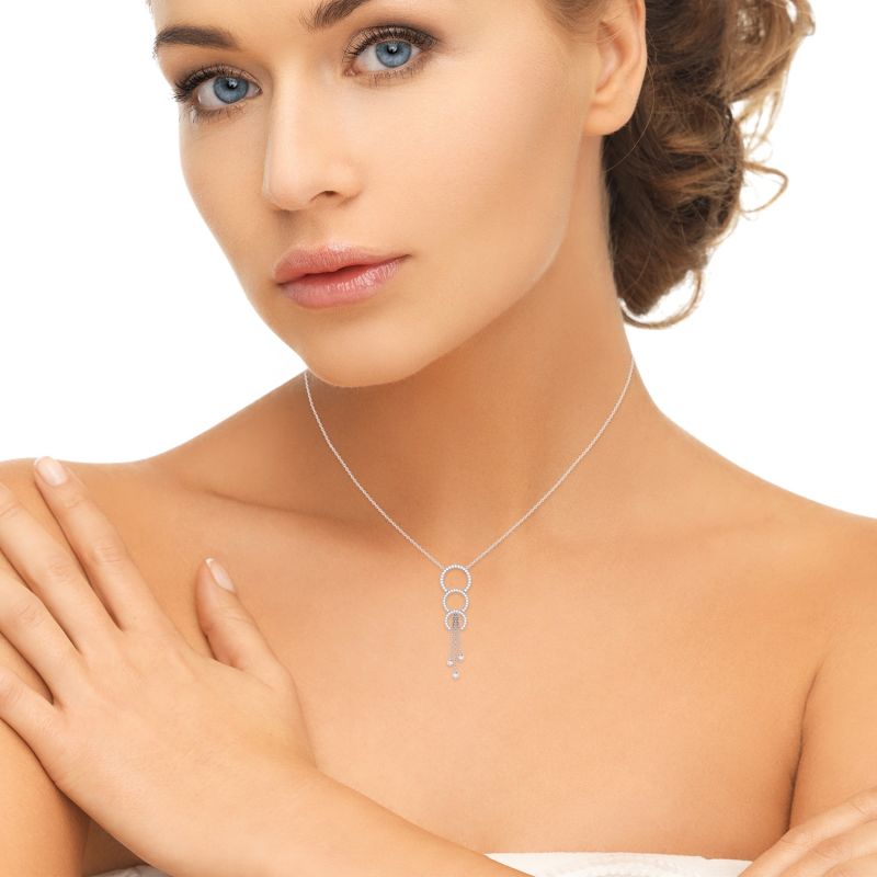 Chandelier Trio Lariat Necklace In Sterling Silver image