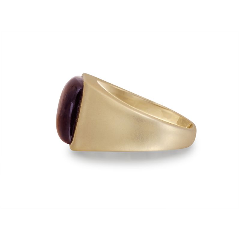 Chatoyant Yellow Tiger Eye Signet Ring In 14K Yellow Gold Plated Sterling Silver image