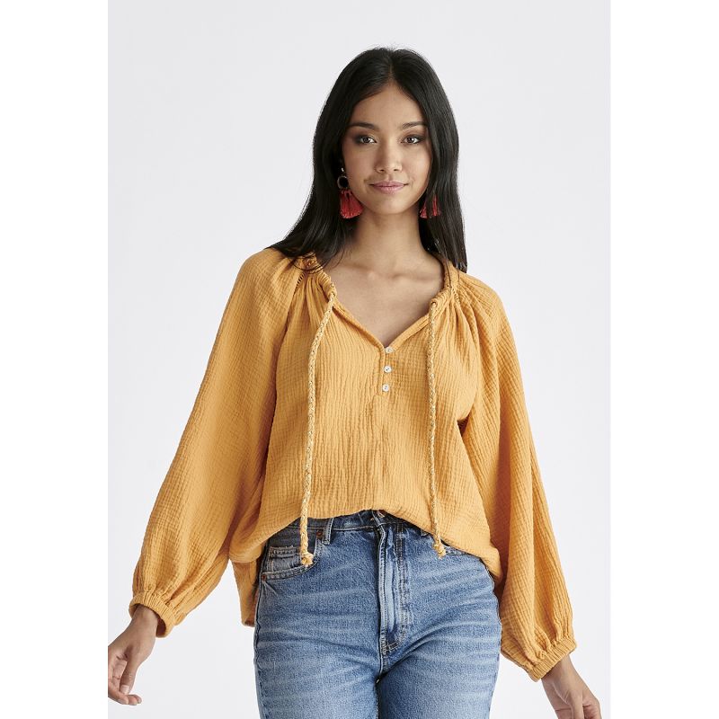 Cheesecloth Peasant Blouse In Marigold image