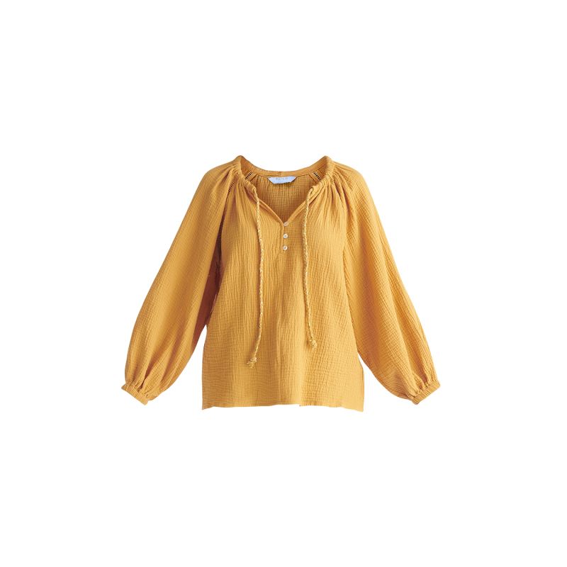 Cheesecloth Peasant Blouse In Marigold image