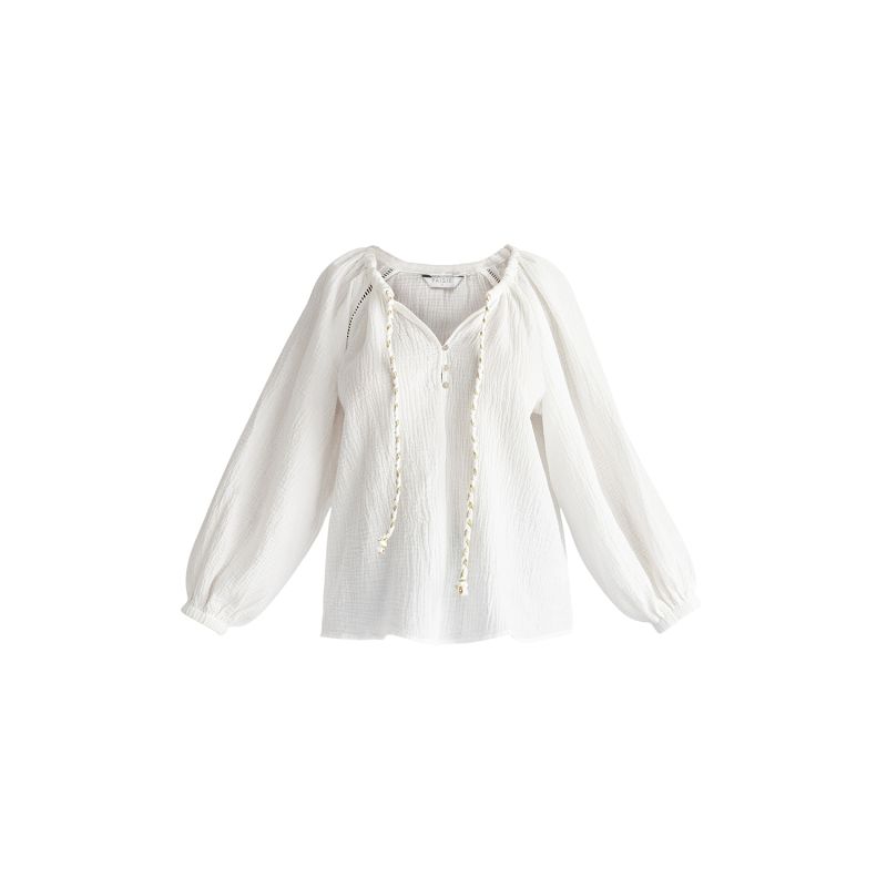 Cheesecloth Peasant Blouse In White image