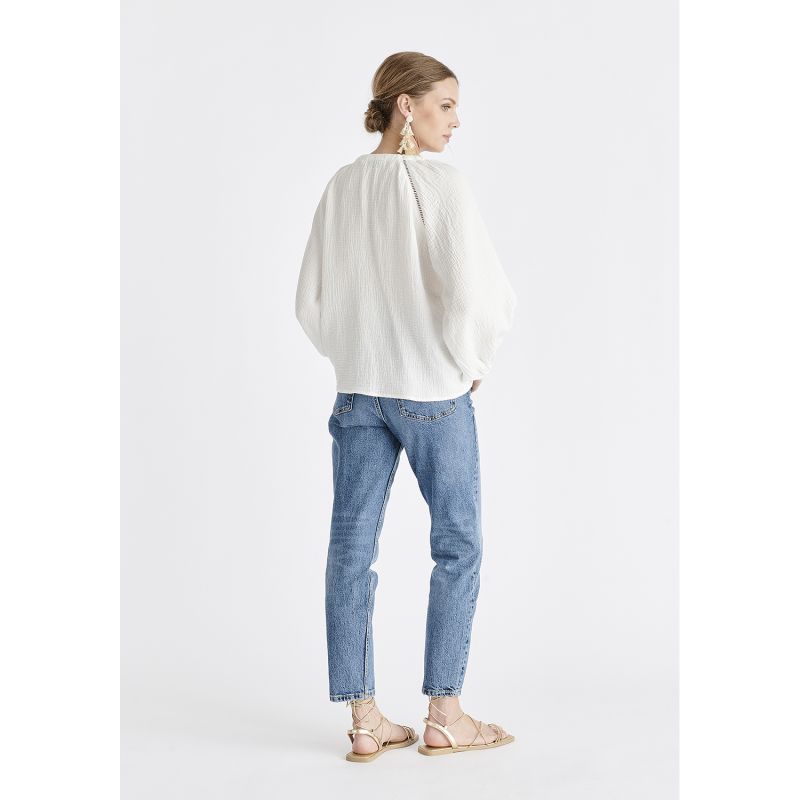 Cheesecloth Peasant Blouse In White image