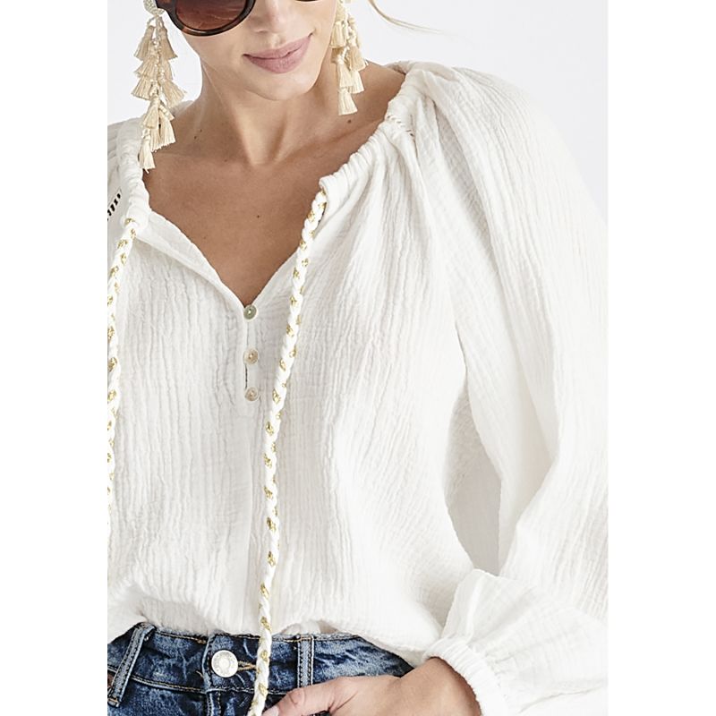 Cheesecloth Peasant Blouse In White image