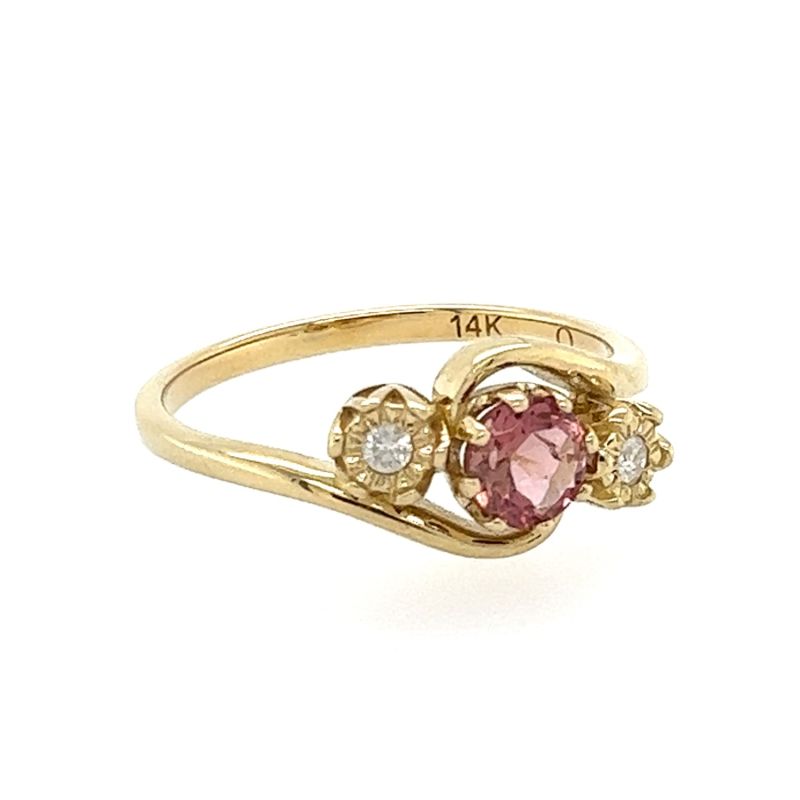 Cher | Gold Pink Tourmaline & Diamond Ring image