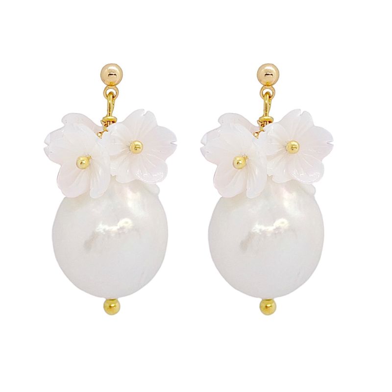 Amy Flower Blossom Pearl Earrings image