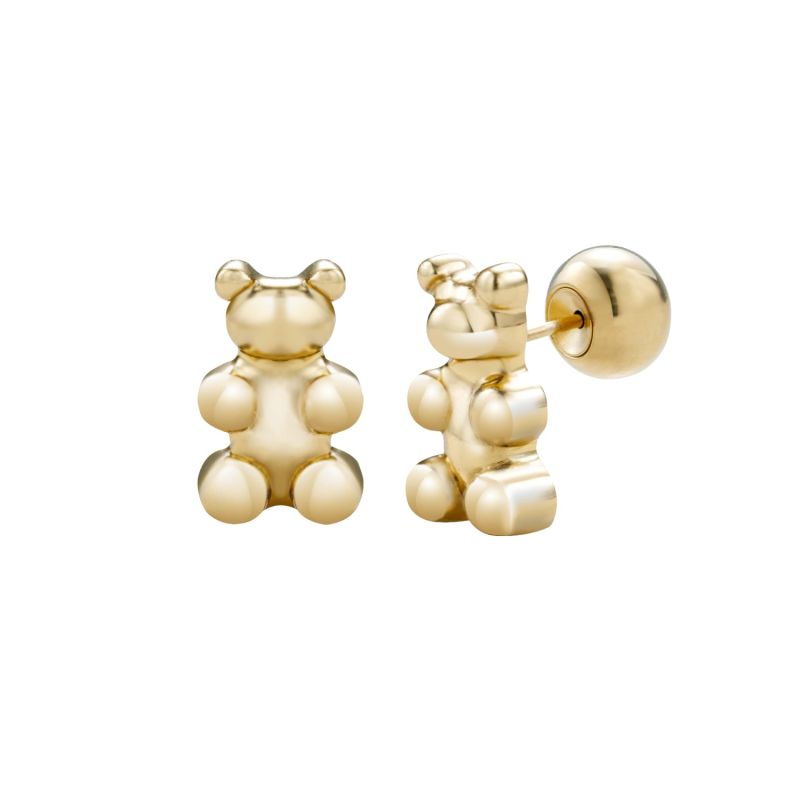 Chume Bear Stud Earrings - Gold image