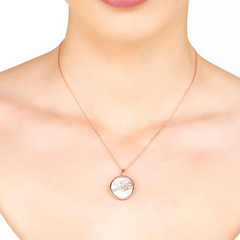 Zodiac Mother Of Pearl Gemstone Star Constellation Pendant Necklace - Sagittarius image