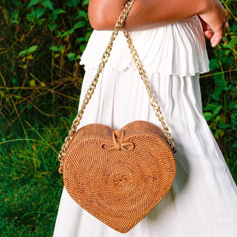 Cinta Atta Rattan Shoulder Bag In Natural Brown image