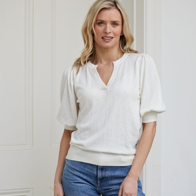 Cissy Pointelle Cream Top image