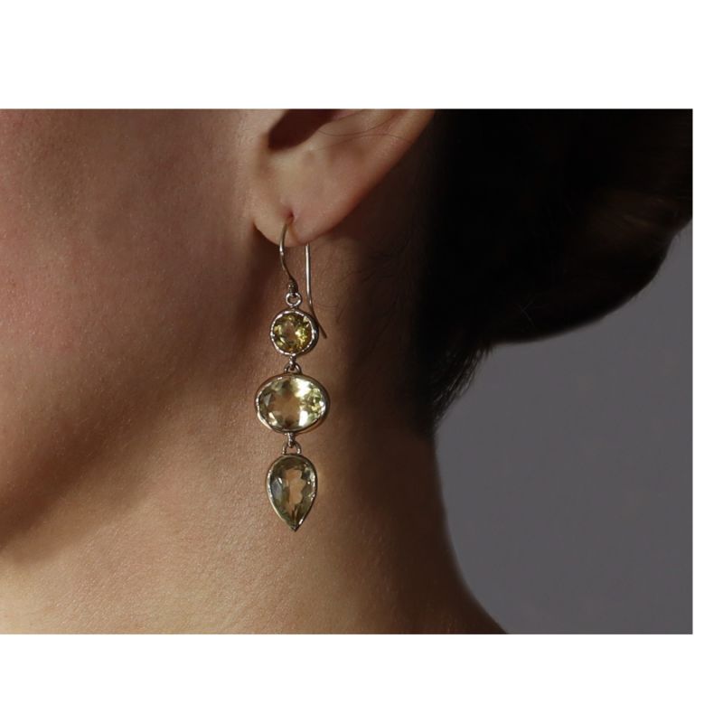 Citrine Dangle Gold Earrings image