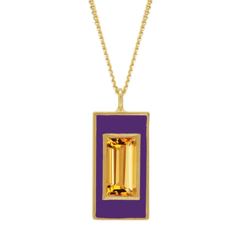 Citrine Purple Enamel Necklace image