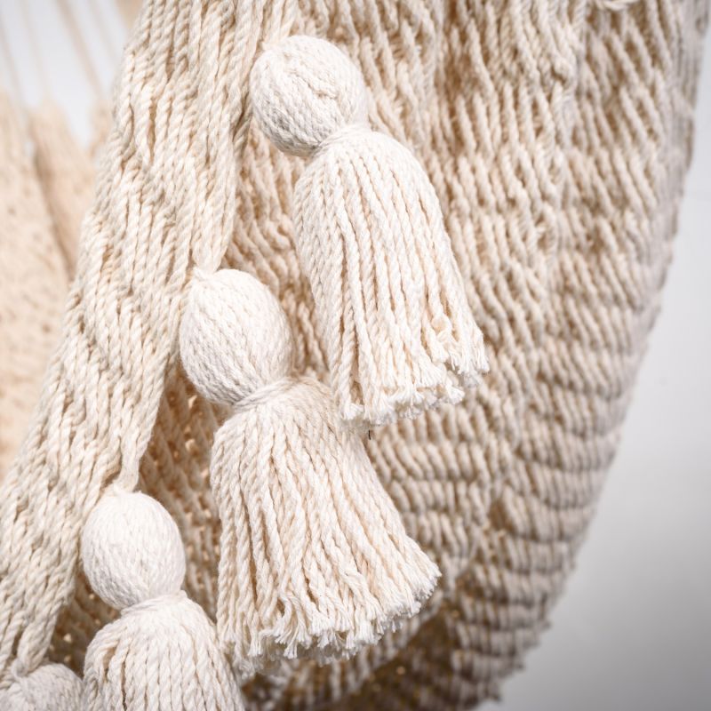 Boho Natural Cotton Hammock Swing With Tassels image