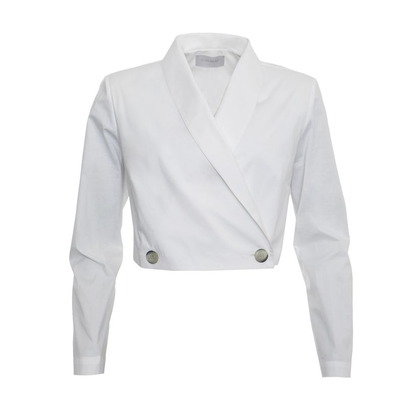 Cropped Blazer In White Cotton image