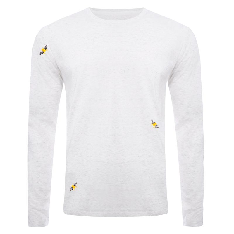 Bee Embroidered Long Sleeved Top Heather Grey Men image