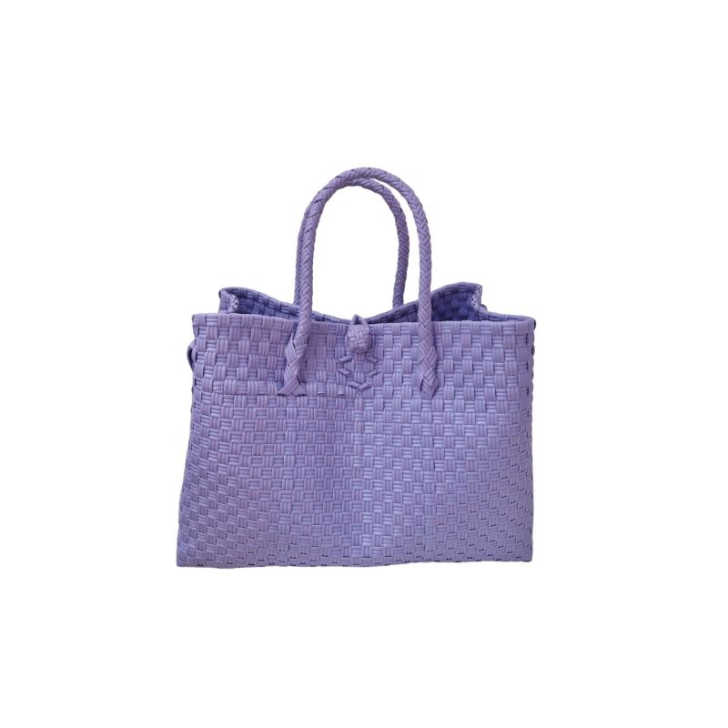 Lola Recycled Plastic Woven Tote Large In Lavender image