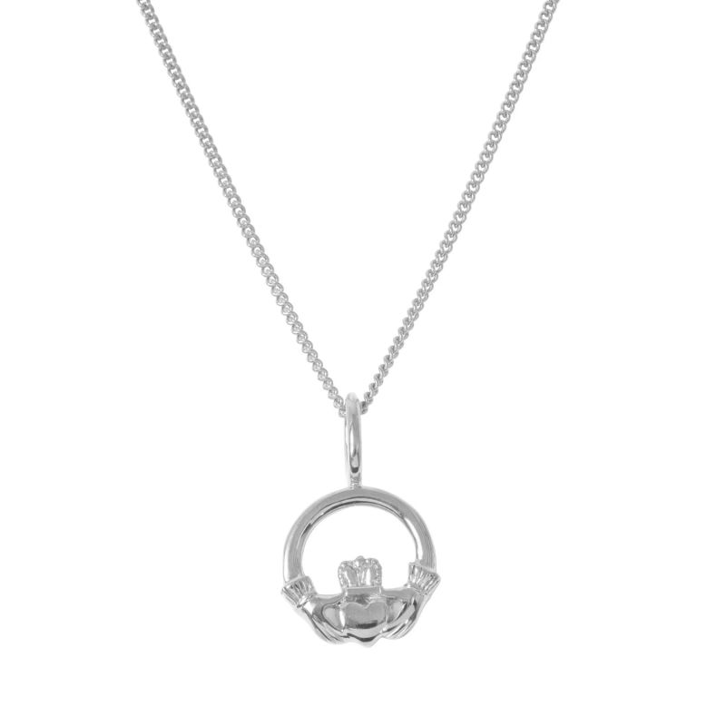 Claddagh Charm & Chain In Silver image