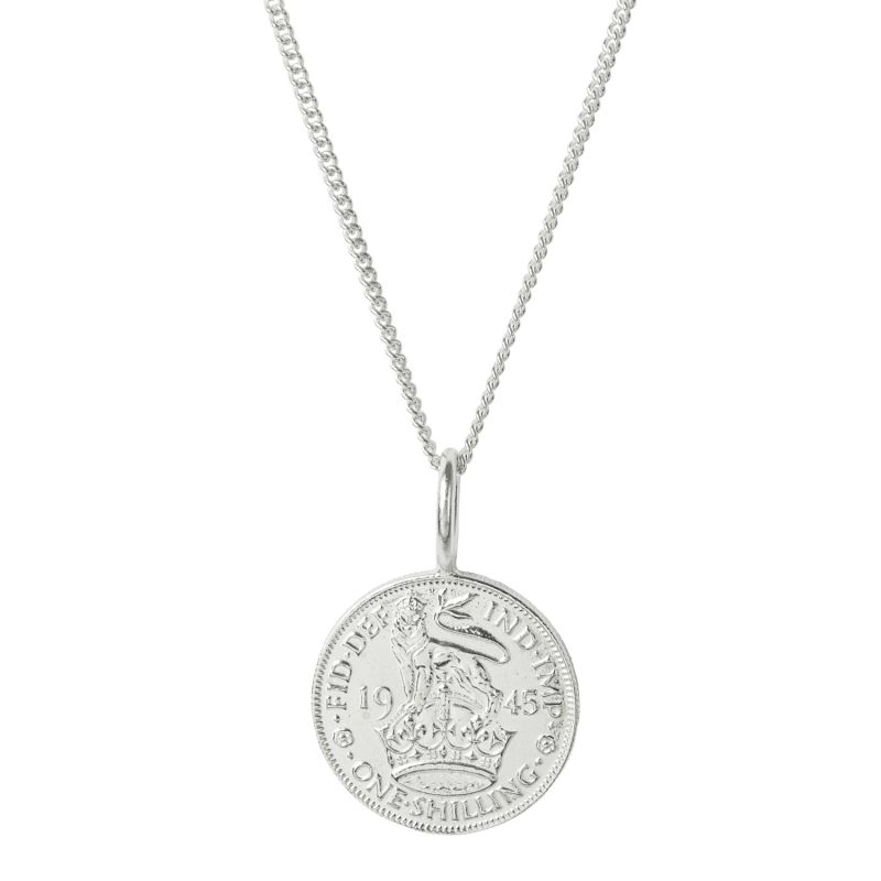 British Shilling Coin & Chain In Sterling Silver image