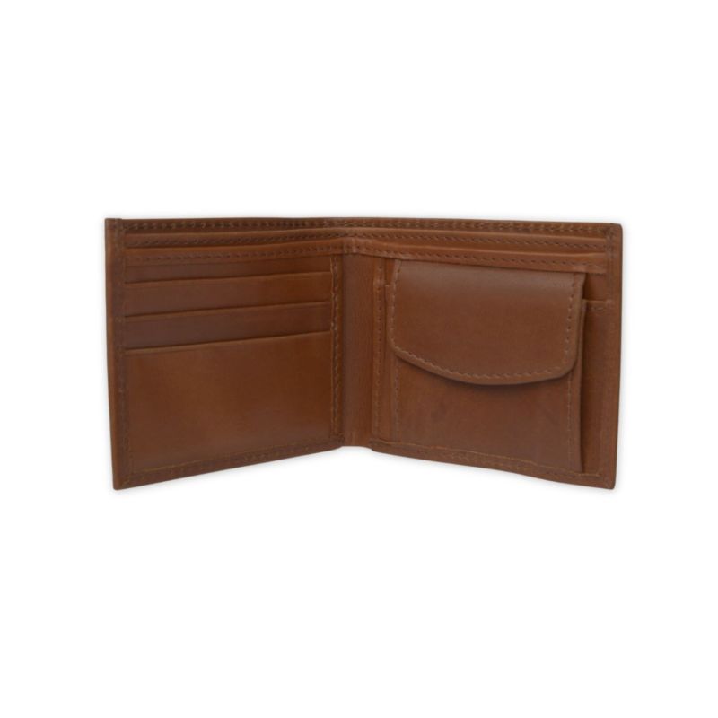 Classic Dark Brown Leather Wallet With Coin Pocket image