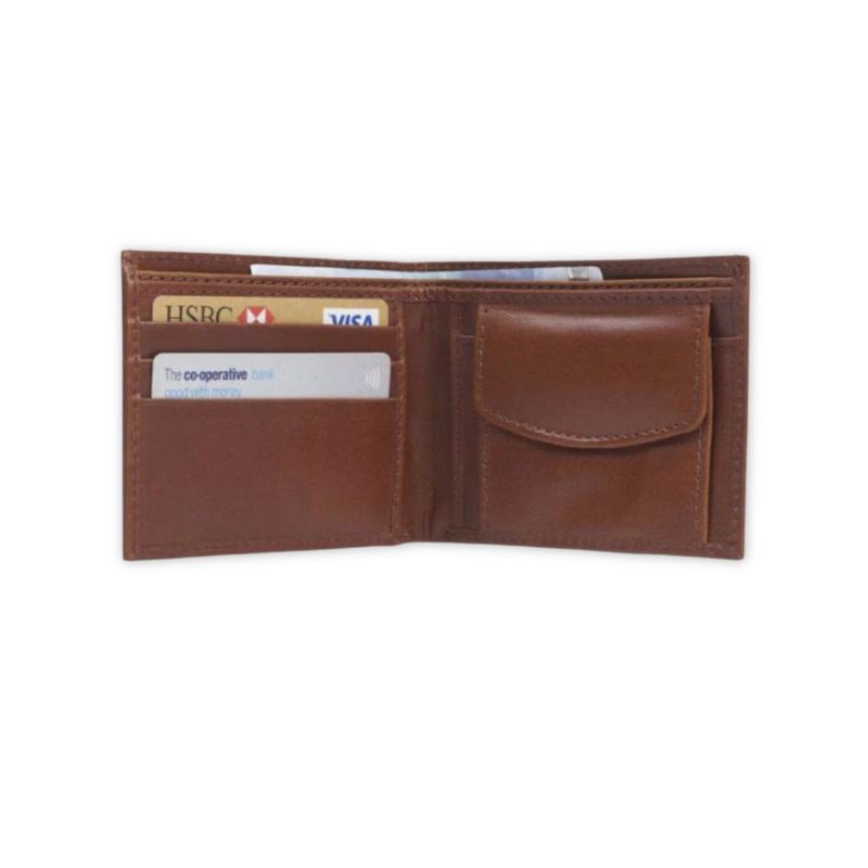 Classic Dark Brown Leather Wallet With Coin Pocket image