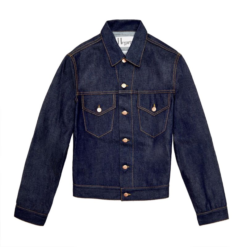 Mens Classic Denim Trucker Jacket In Raw Indigo Selvedge image