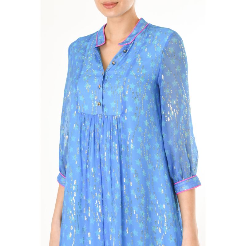 Claude Dress Blue Moroccan Star Print image