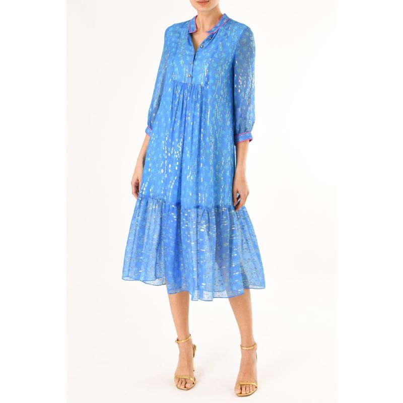 Claude Dress Blue Moroccan Star Print image