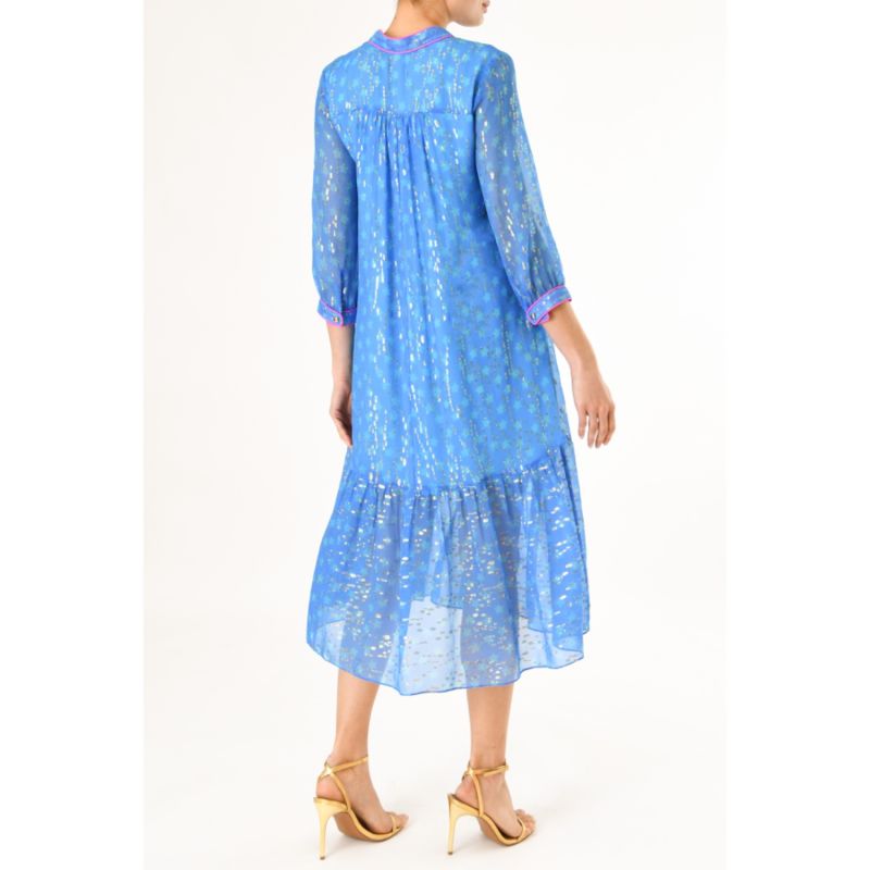 Claude Dress Blue Moroccan Star Print image