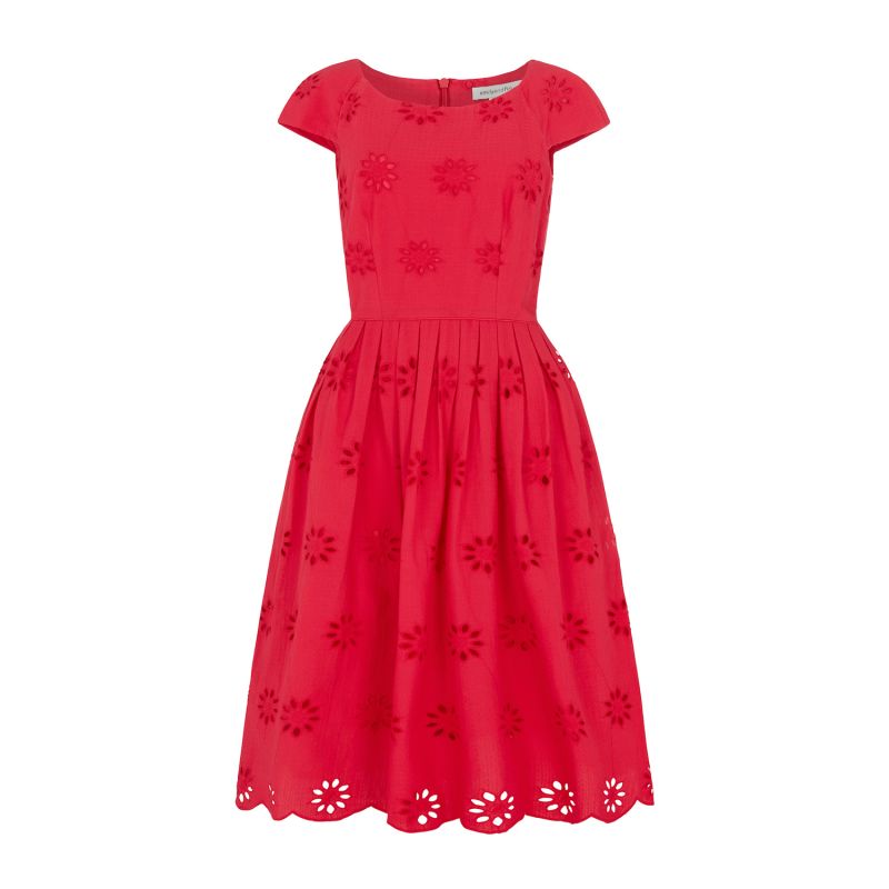 Claudia Floral Broderie Crimson Red Dress image