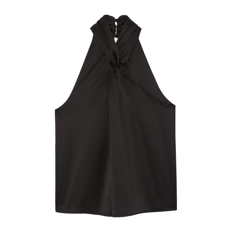 Claudia Twisted Neck Top - Black image